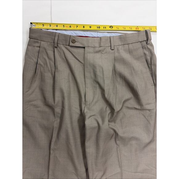 Louis Raphael Rosso Hidden Flex Mens Pants Size 36 x 32 Khaki Dress Pant - Picture 5 of 7